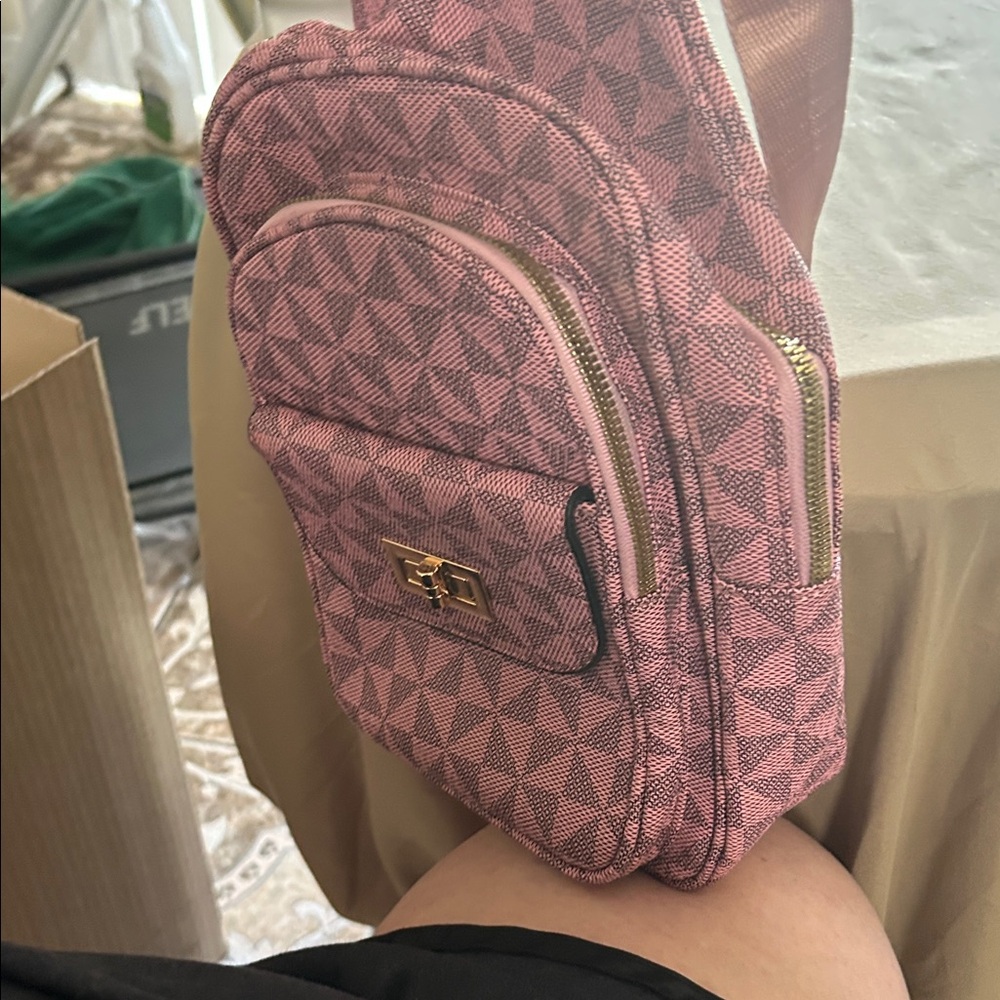 Pink Geometric Patterned Women's Bag